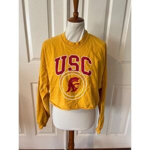 Spirit Jersey Womens Yellow USC Trojans Cropped Shirt Sz M College California